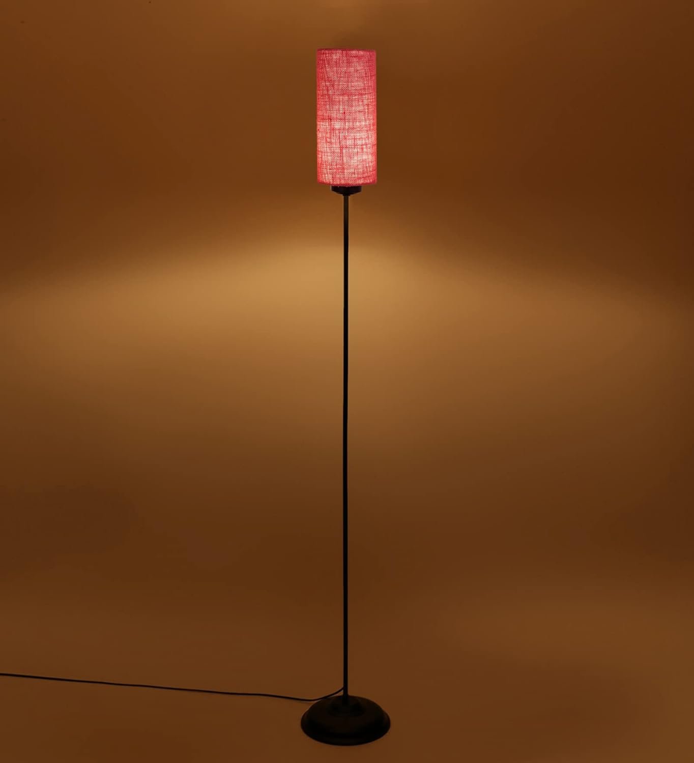 Thin Pink Jute Shade with Iron Floor lamp