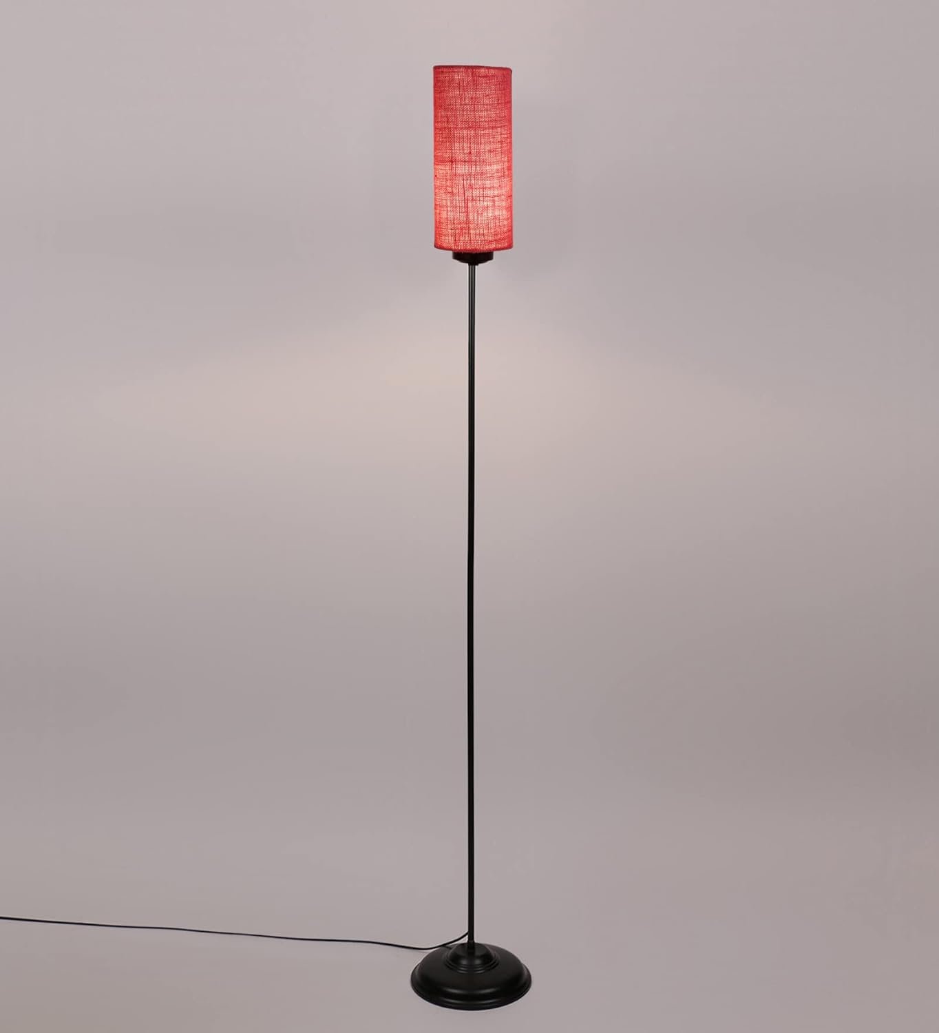 Thin Pink Jute Shade with Iron Floor lamp