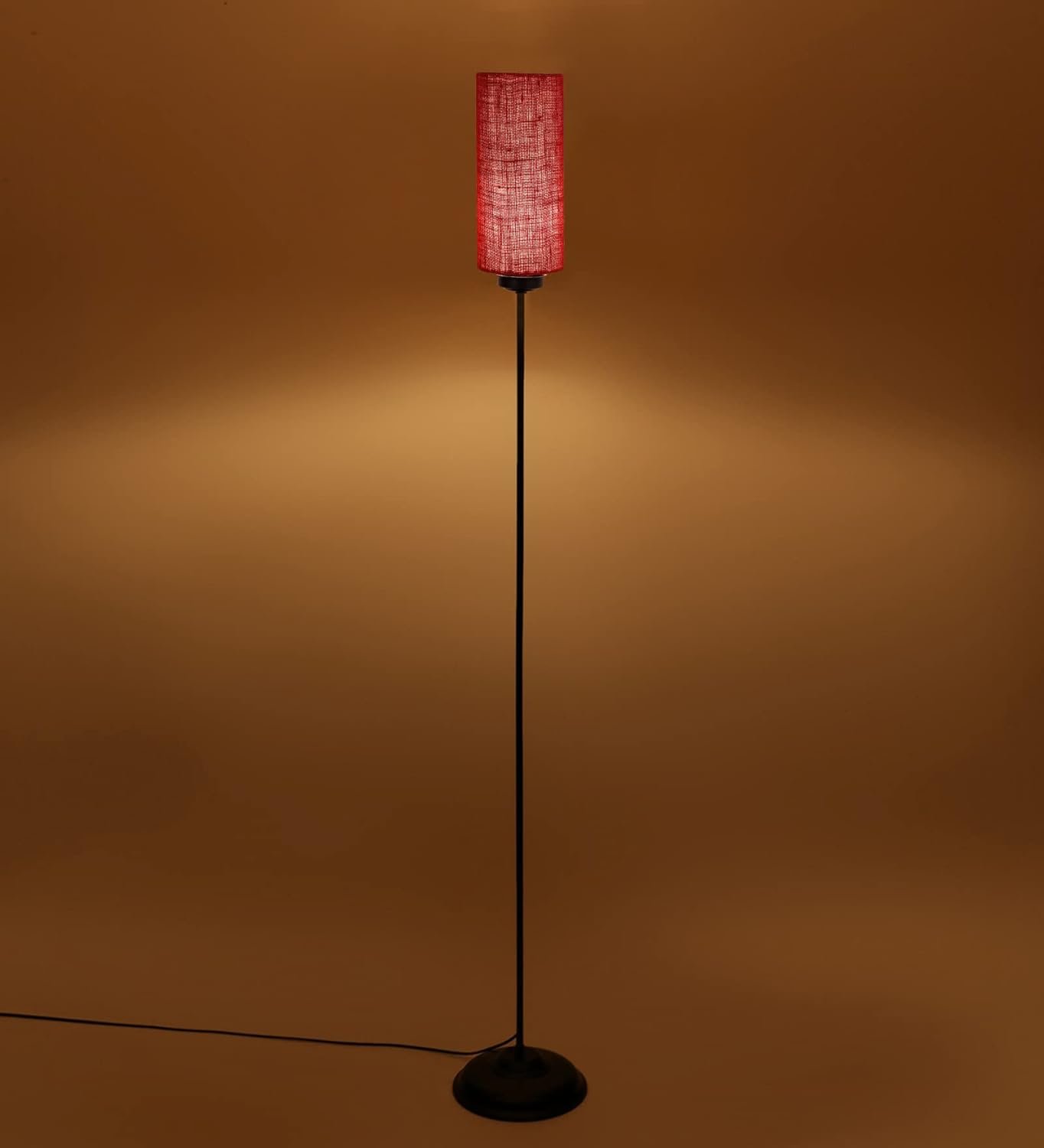 Thin Maroon Jute Shade with Iron Floor lamp