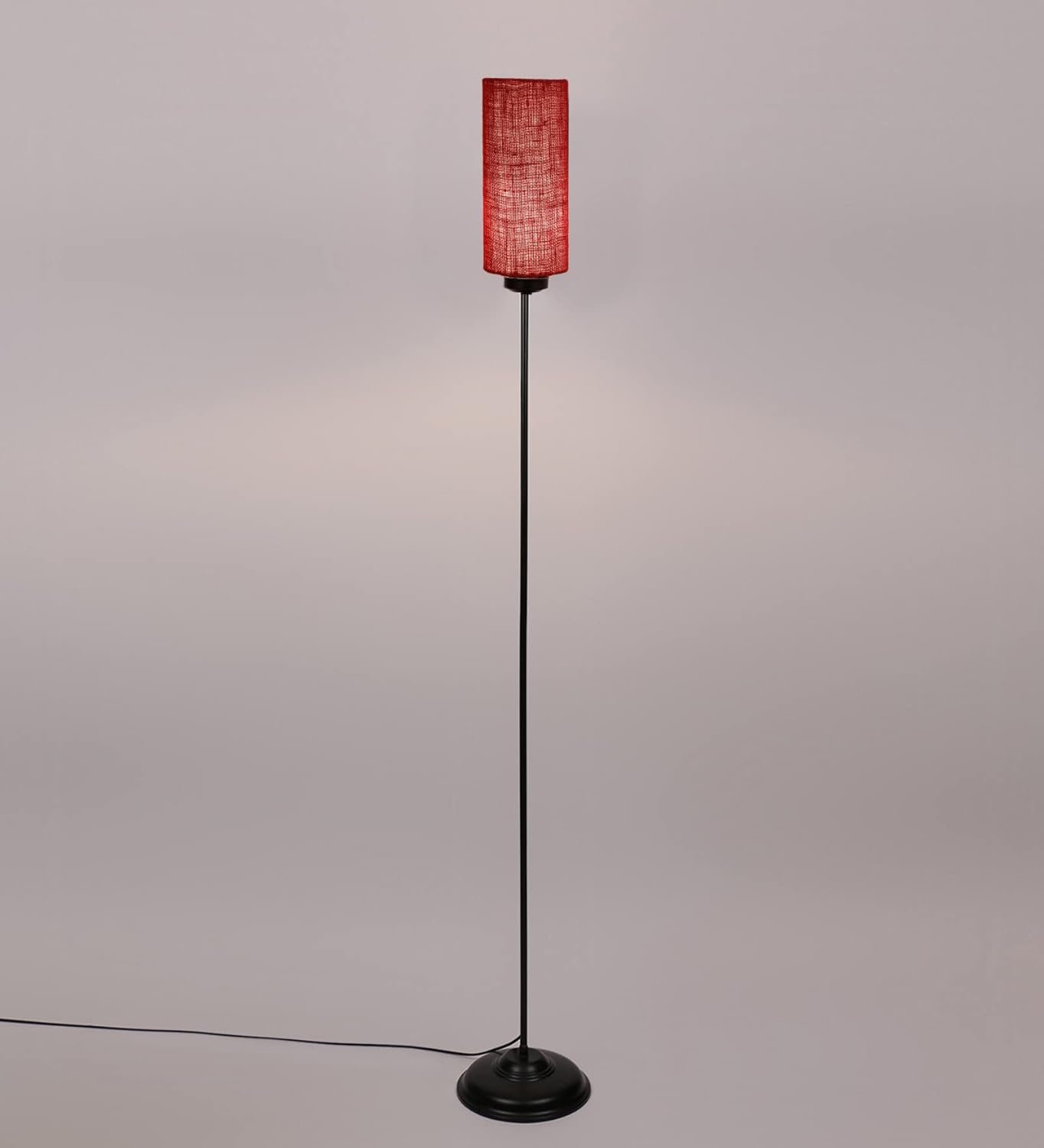 Thin Maroon Jute Shade with Iron Floor lamp