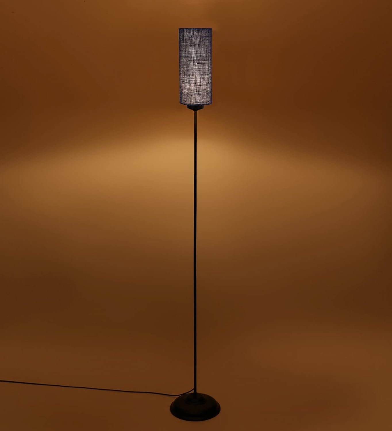 Thin Blue Jute Shade with Iron Floor lamp