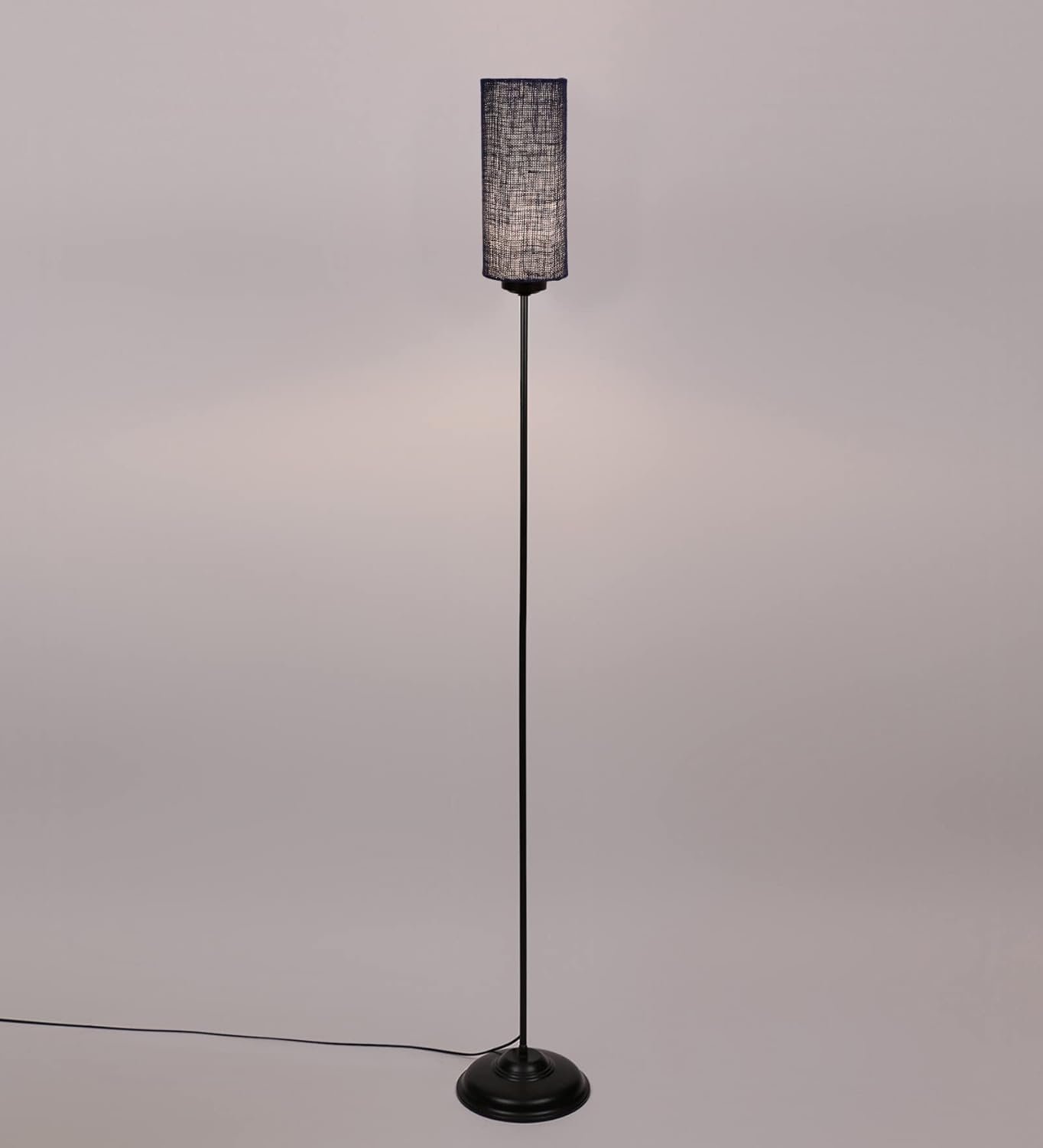 Thin Blue Jute Shade with Iron Floor lamp