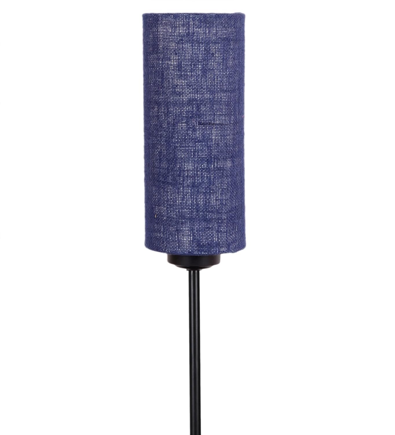 Thin Blue Jute Shade with Iron Floor lamp