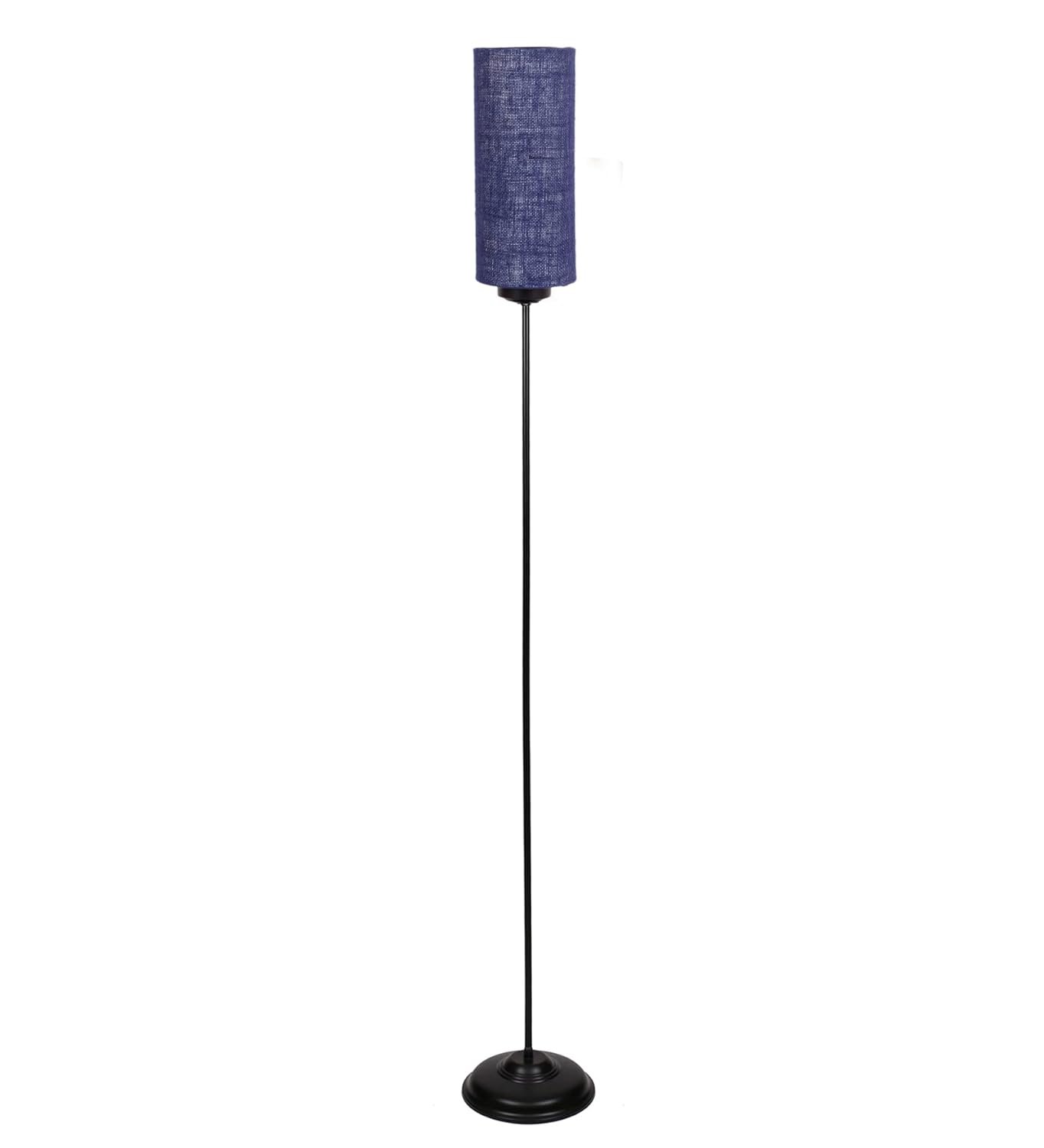Thin Blue Jute Shade with Iron Floor lamp