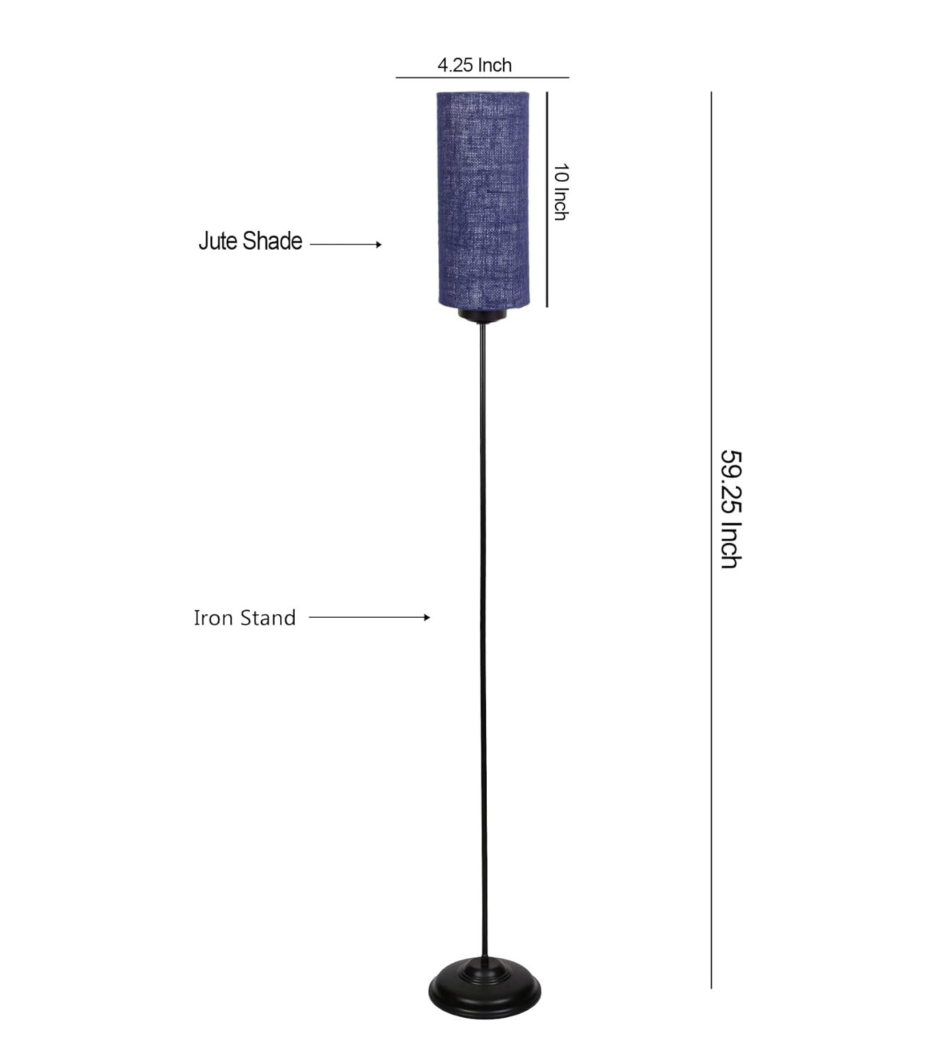 Thin Blue Jute Shade with Iron Floor lamp
