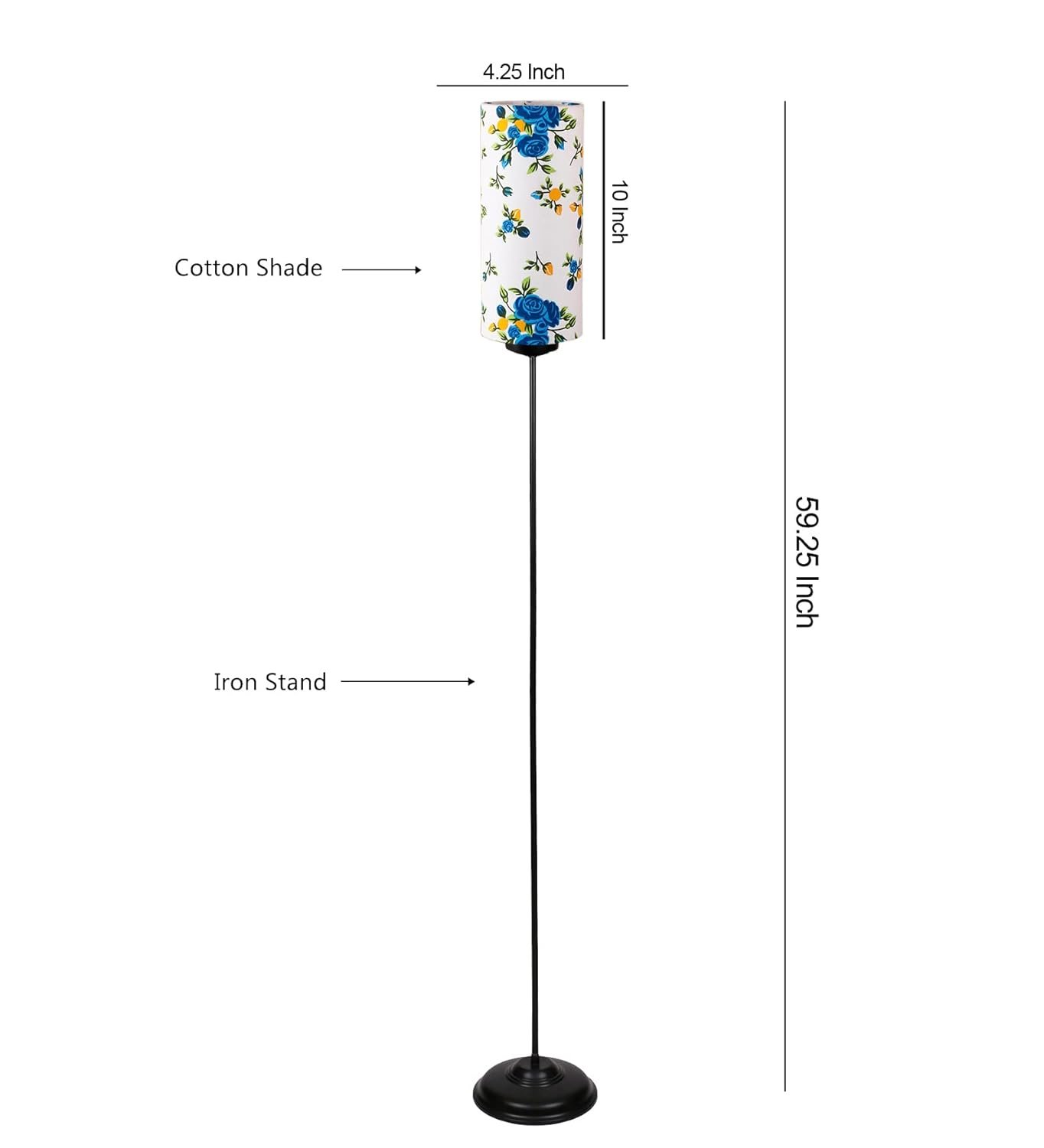 Thin Multi Cotton Shade with Iron Floor lamp (BK14)