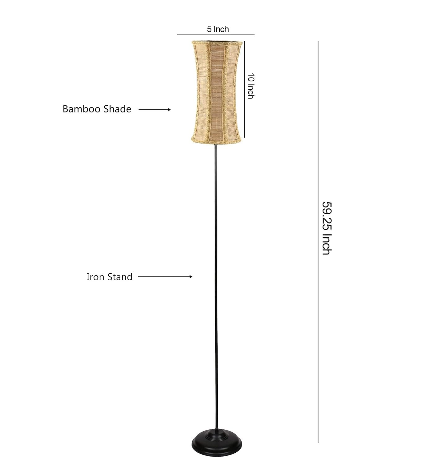 Thin Band Bamboo Shade with Iron Floor lamp