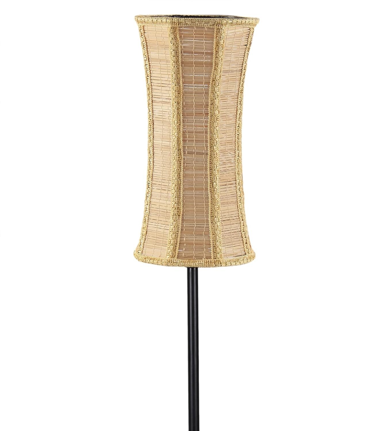 Thin Band Bamboo Shade with Iron Floor lamp