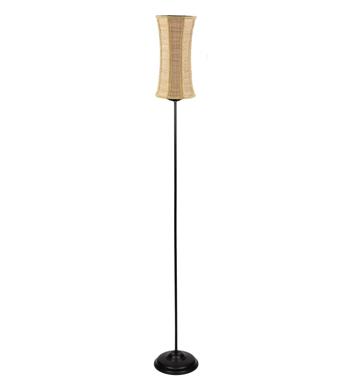 Thin Band Bamboo Shade with Iron Floor lamp
