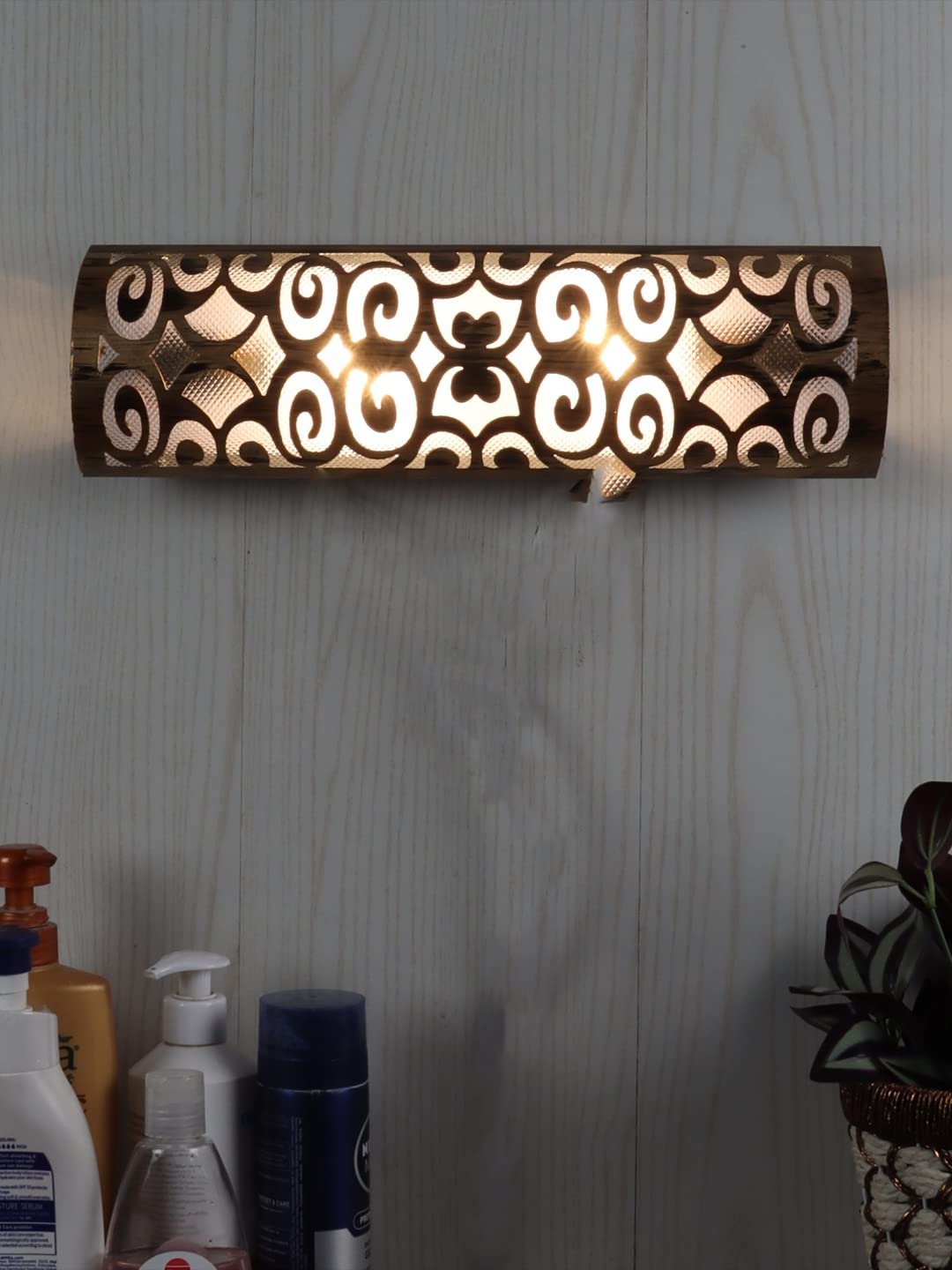 Antique Gold Finish & Glass Bath Light for Wash Basin & Mirror (Golden),BL103