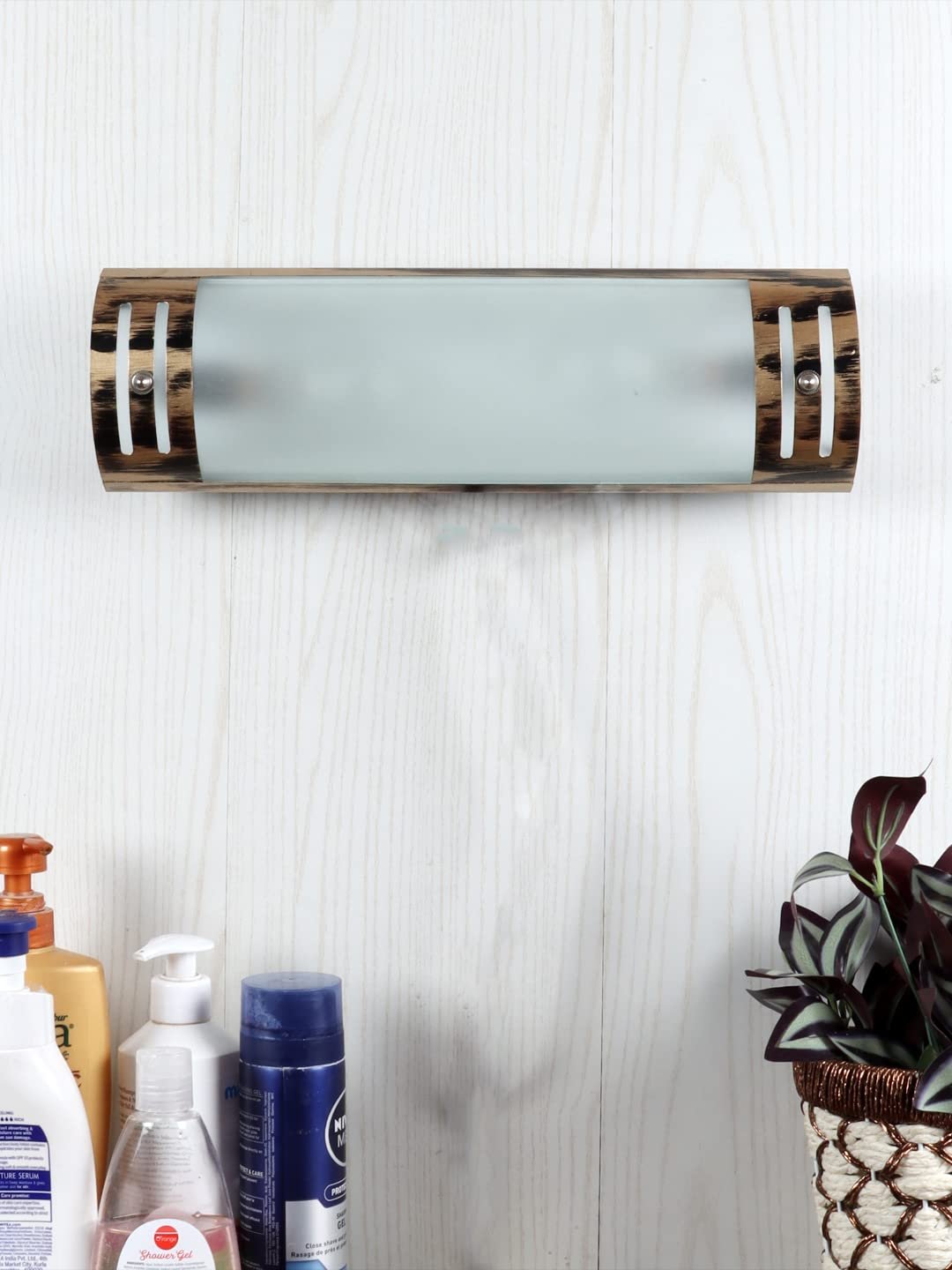 Antique Gold Finish Frosted Glass Bath Light for Wash Basin & Mirror (Golden),BL1