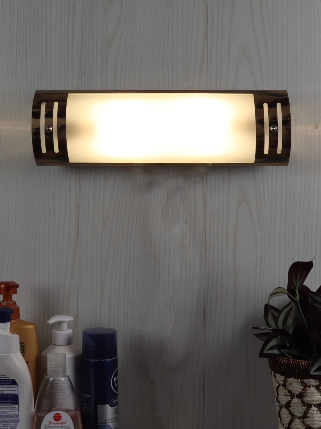 Antique Gold Finish Frosted Glass Bath Light for Wash Basin & Mirror (Golden),BL1