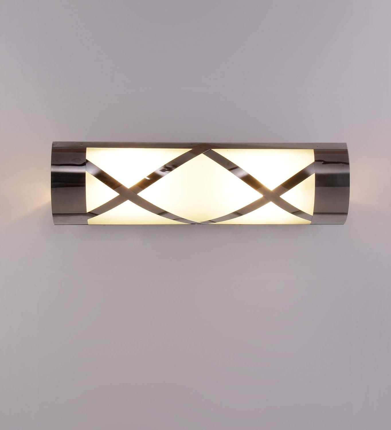 Off White Steel Cross Frosted Bathroom Light for Wash Basin/Mirror