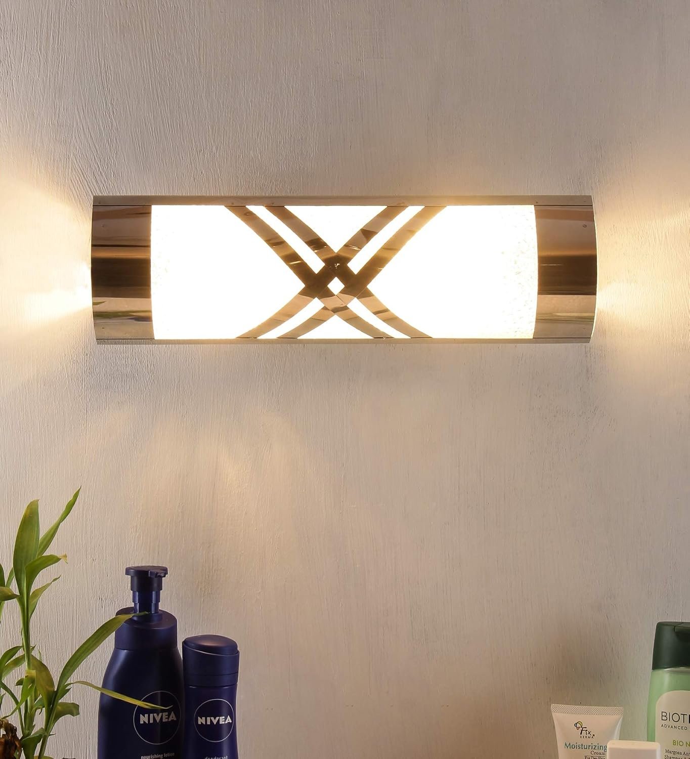 Off White Steel Cross Bathroom Light for Wash Basin/Mirror