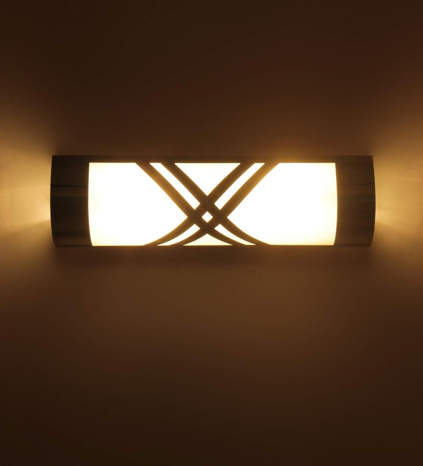 Off White Steel Cross Frosted Bathroom Light for Wash Basin/Mirror
