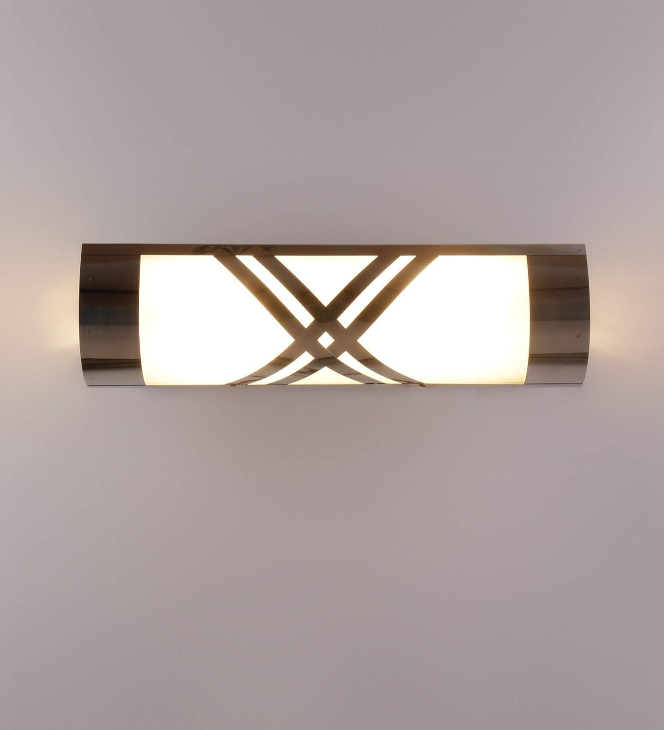 Off White Steel Cross Frosted Bathroom Light for Wash Basin/Mirror