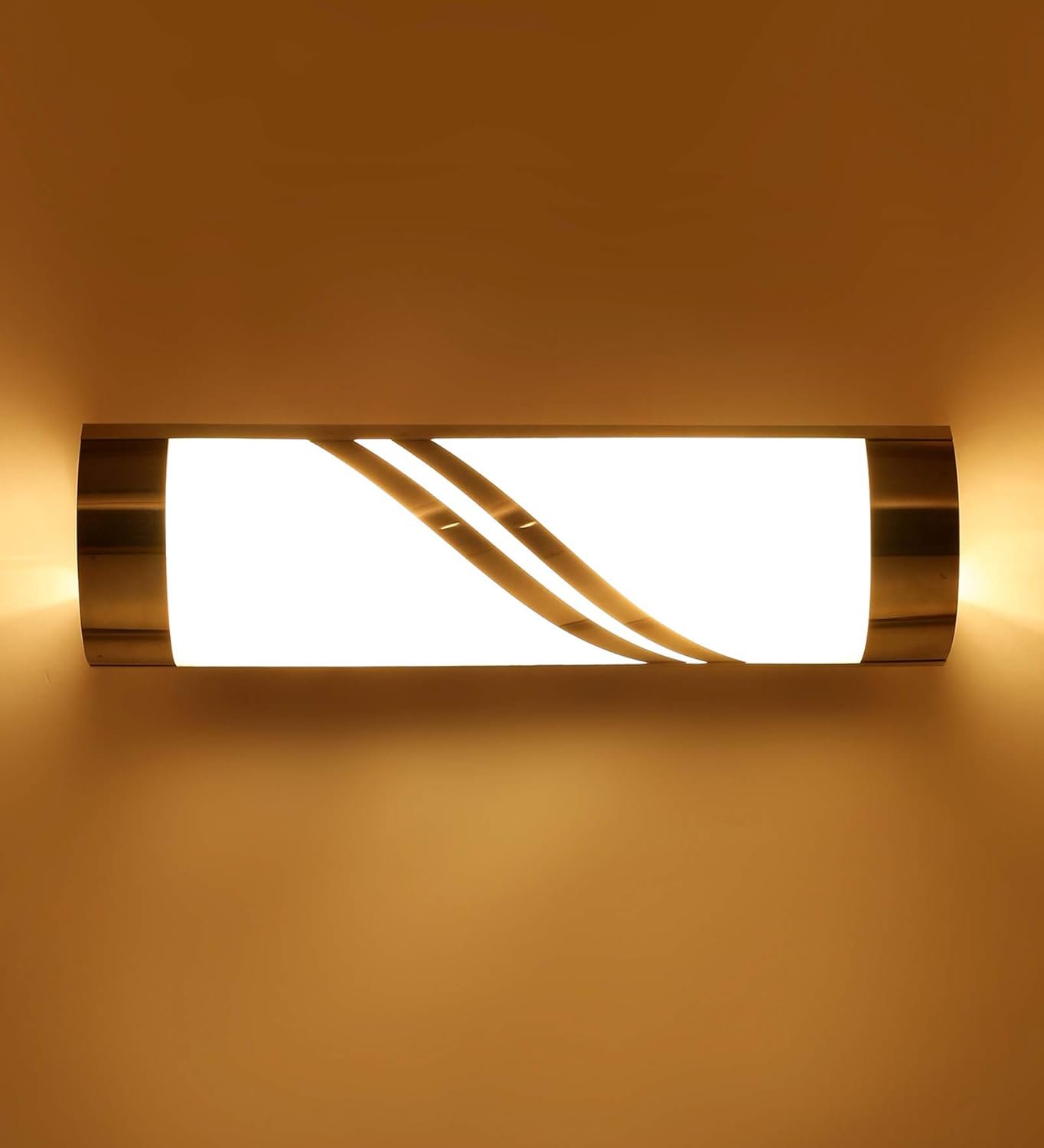 Steel & Frosted Glass Bath Light for Wash Basin & Mirror(Off-White),BL81