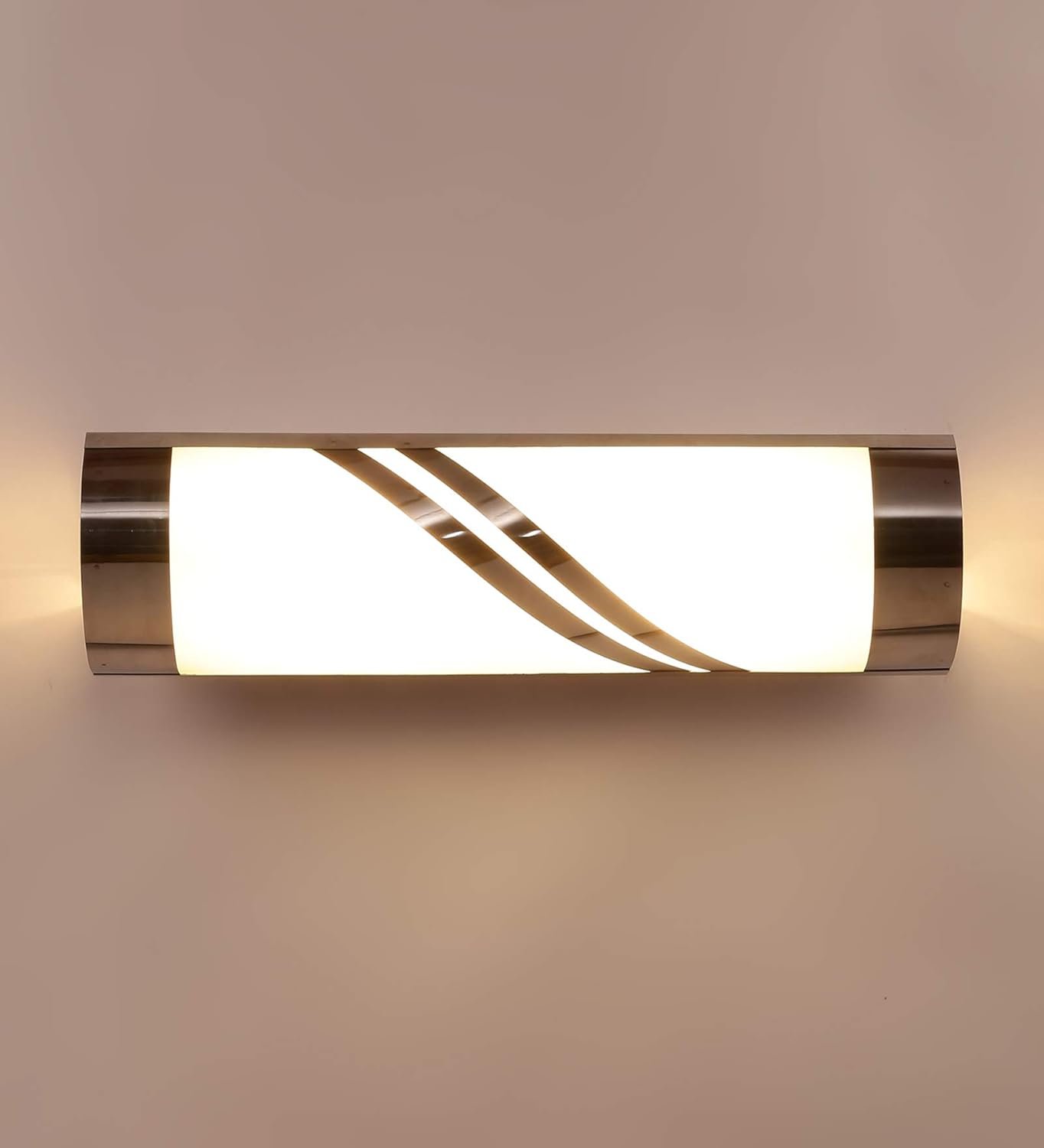 Steel & Frosted Glass Bath Light for Wash Basin & Mirror(Off-White),BL81