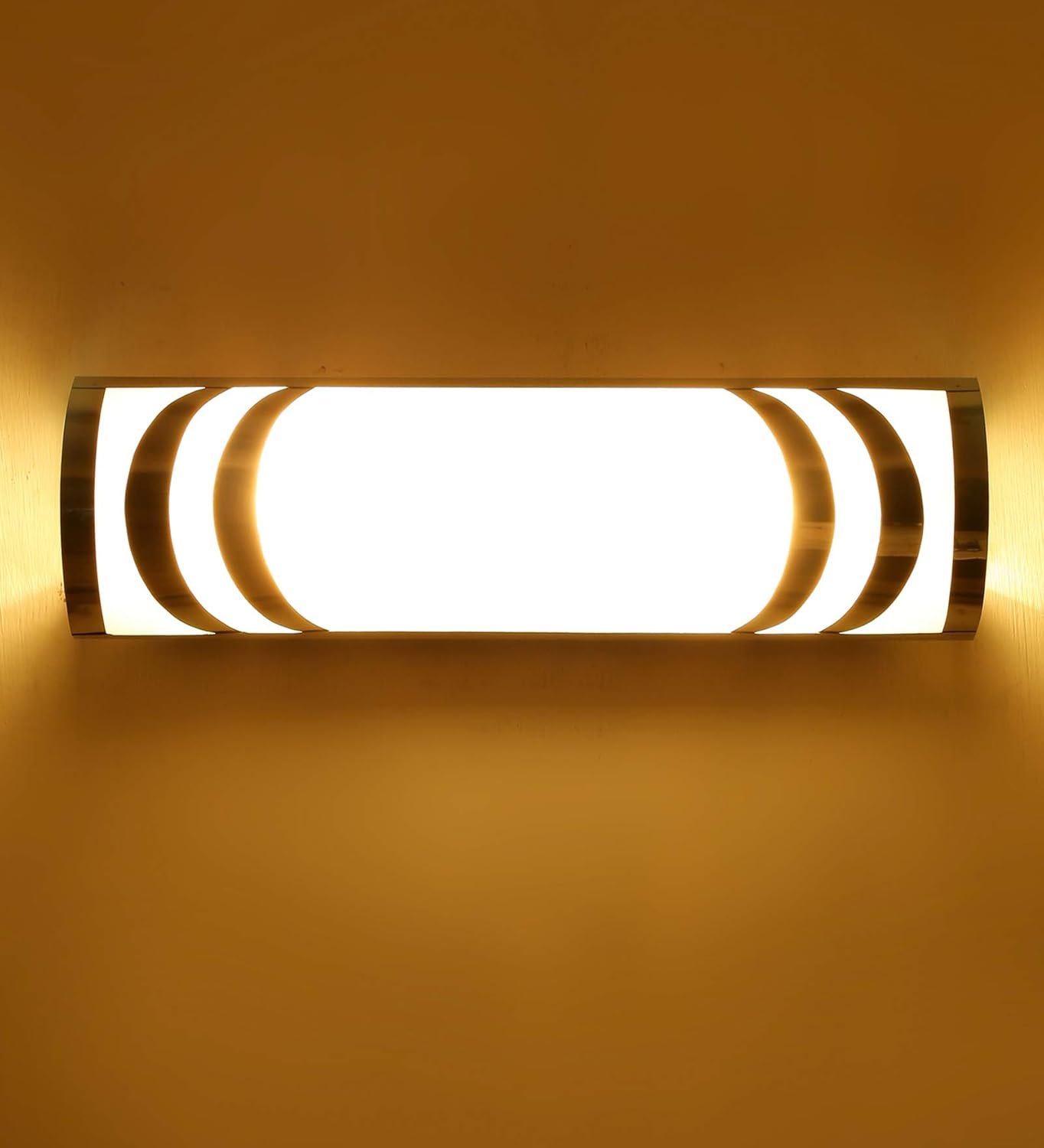 Steel & Frosted Glass Bath Light for Wash Basin & Mirror(Off-White),BL89