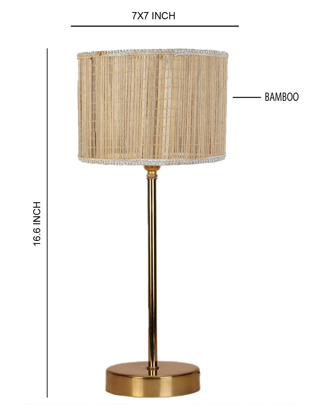 Bamboo Shade with Metal Gold Table Lamp (A)