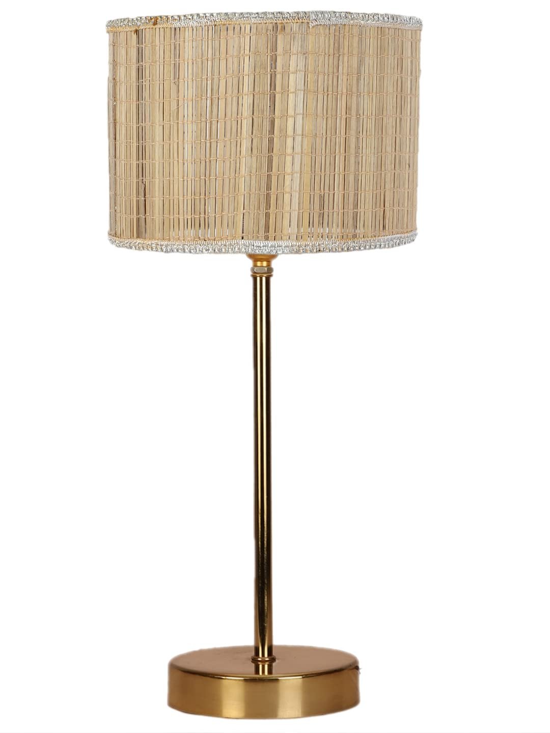 Bamboo Shade with Metal Gold Table Lamp (A)