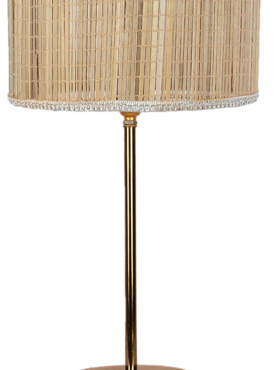 Bamboo Shade with Metal Gold Table Lamp (A)