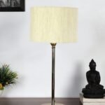 Off-White Cotton with Metal Gold Table Lamp(B)