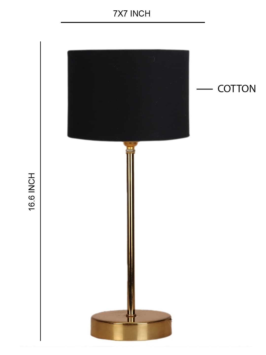 Black Cotton with Metal Gold Table Lamp (D)