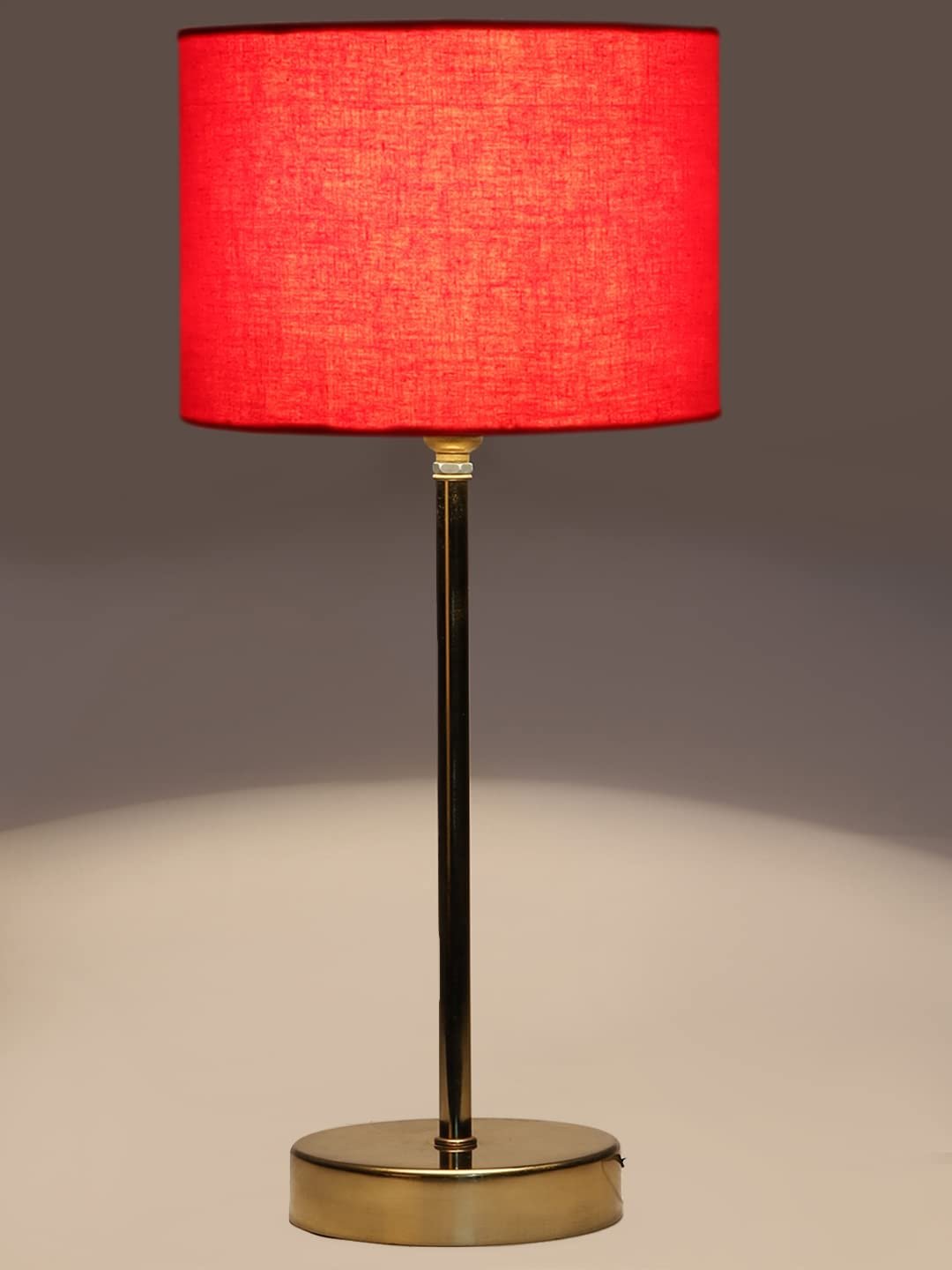 Red Cotton with Metal Gold Table Lamp (E)