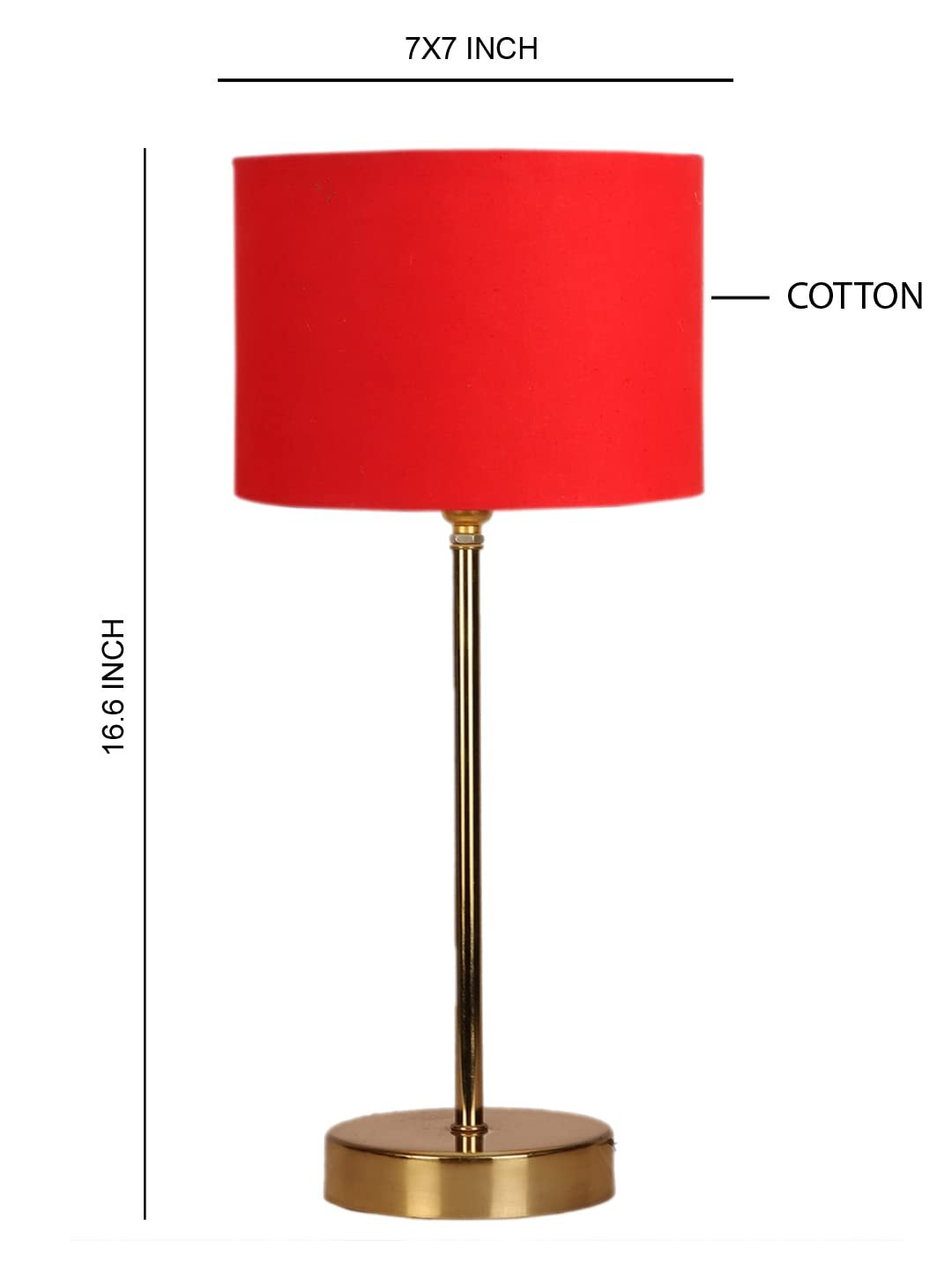 Red Cotton with Metal Gold Table Lamp (E)
