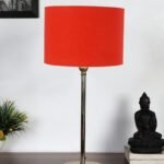 Orange Cotton with Metal Gold Table Lamp (F)