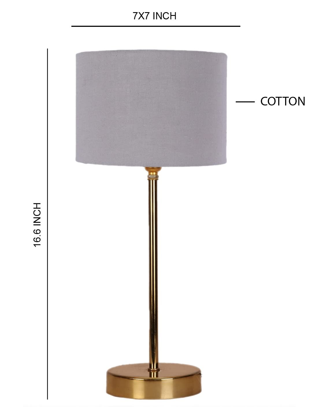 Grey Cotton with Metal Gold Table Lamp(H)