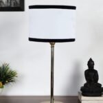 White & Black Cotton with Metal Gold Table Lamp (I)