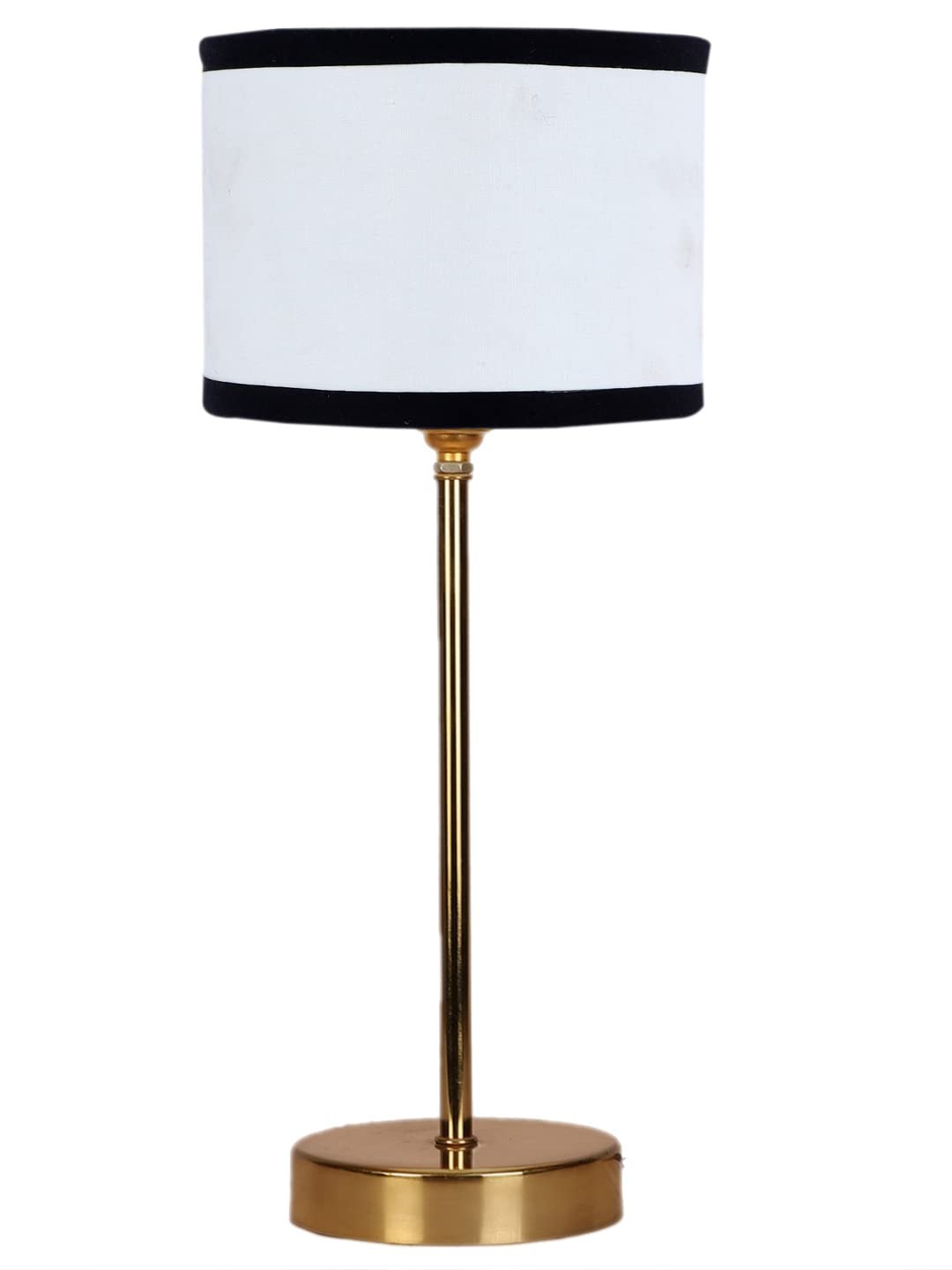 White & Black Cotton with Metal Gold Table Lamp (I)