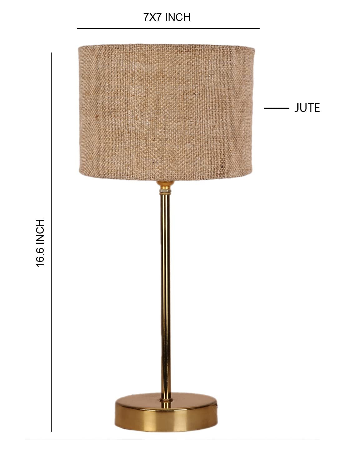 Beige Jute with Metal Gold Table Lamp (J)