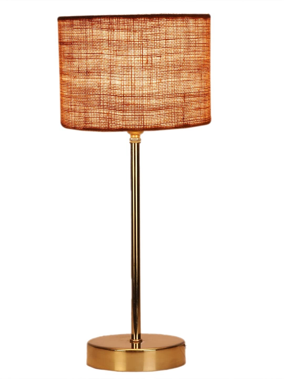 Beige Jute with Metal Gold Table Lamp (J)