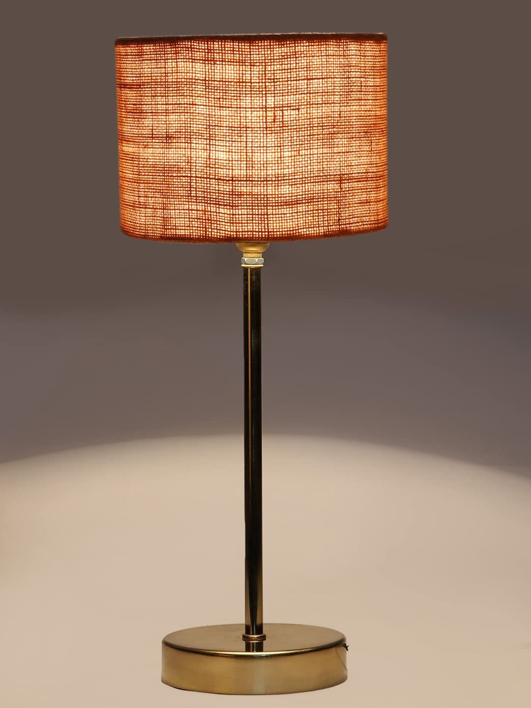 Beige Jute with Metal Gold Table Lamp (J)
