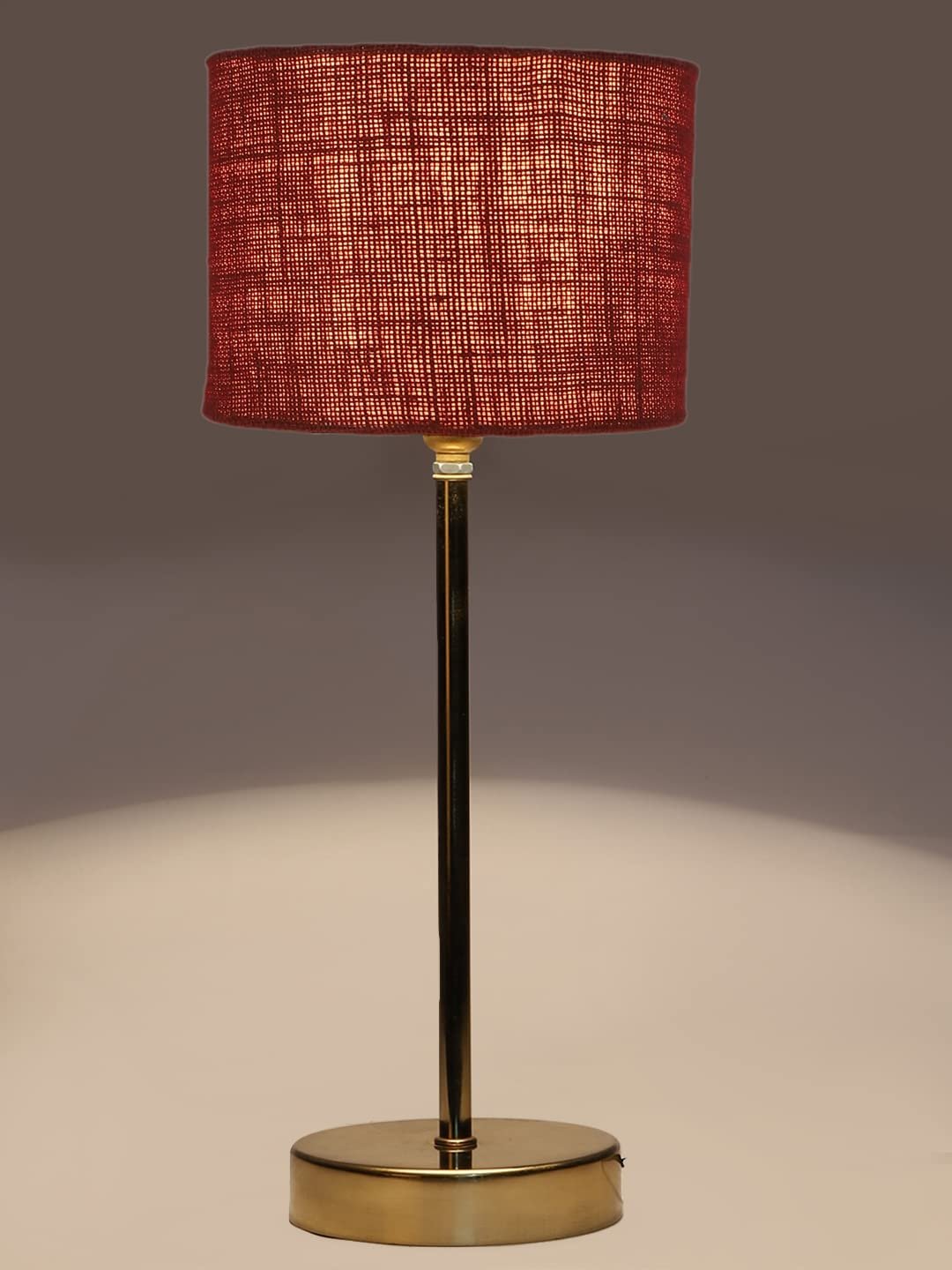 Maroon Jute with Metal Gold Table Lamp(L)