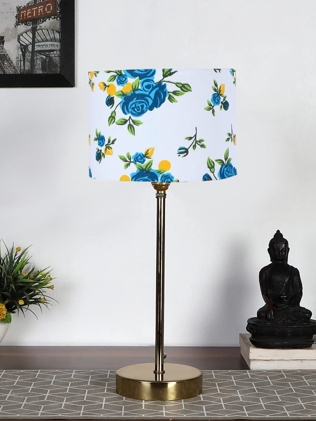 Multicolor Cotton with Metal Gold Table Lamp(0)