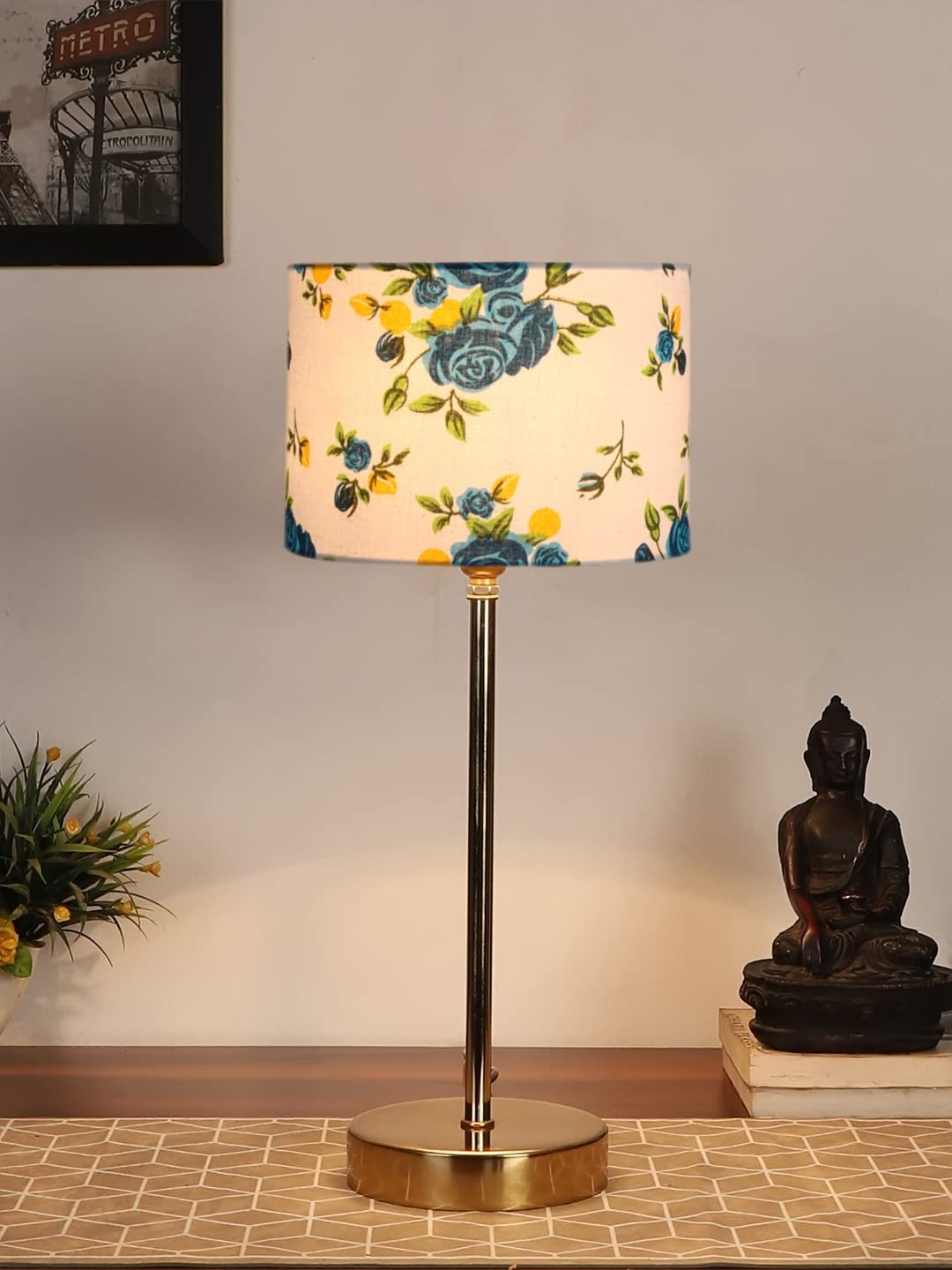 Multicolor Cotton with Metal Gold Table Lamp(0)