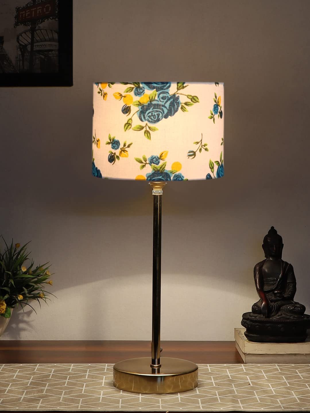 Multicolor Cotton with Metal Gold Table Lamp(0)