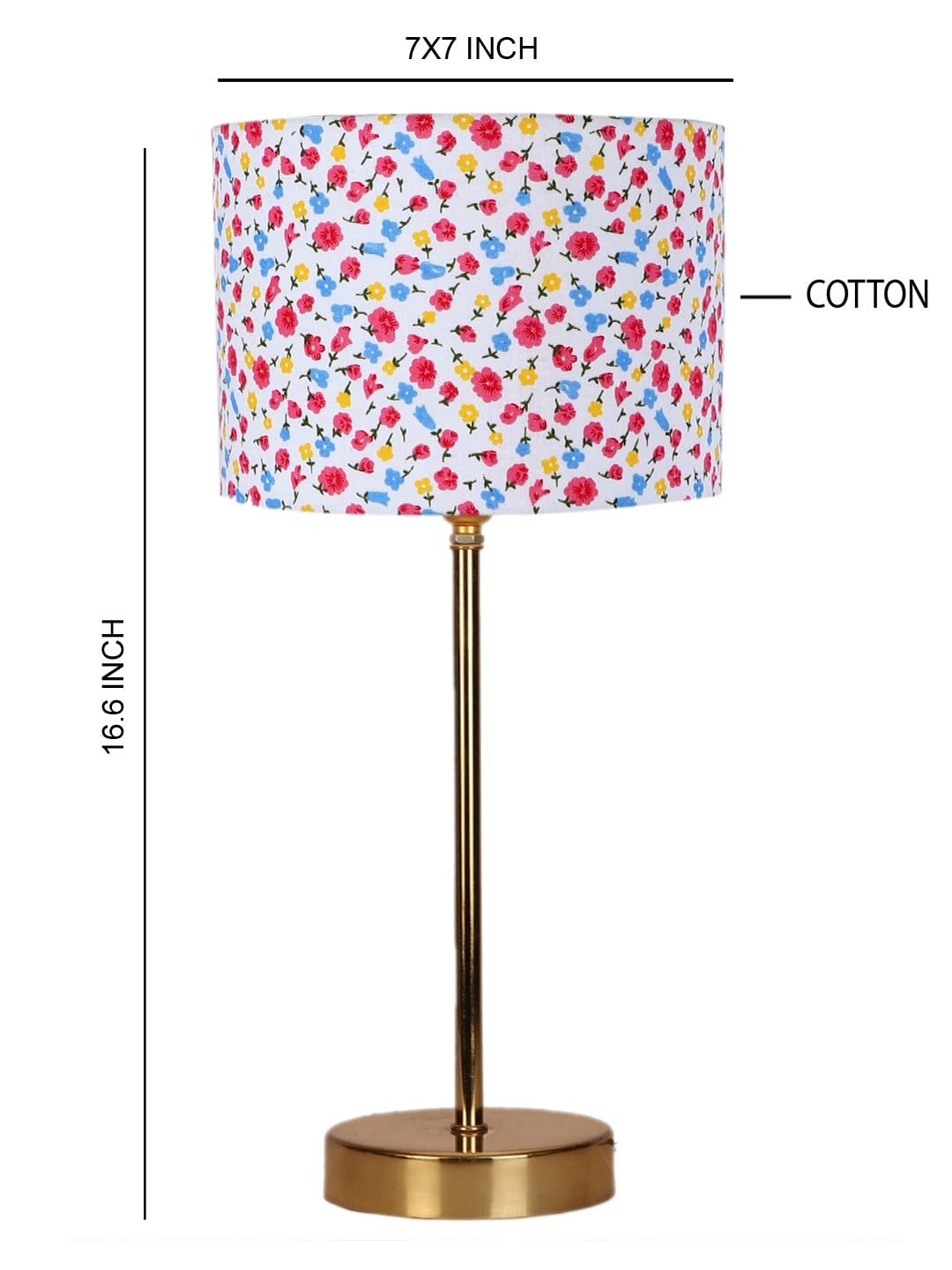 Multicolor Cotton with Metal Gold Table Lamp �