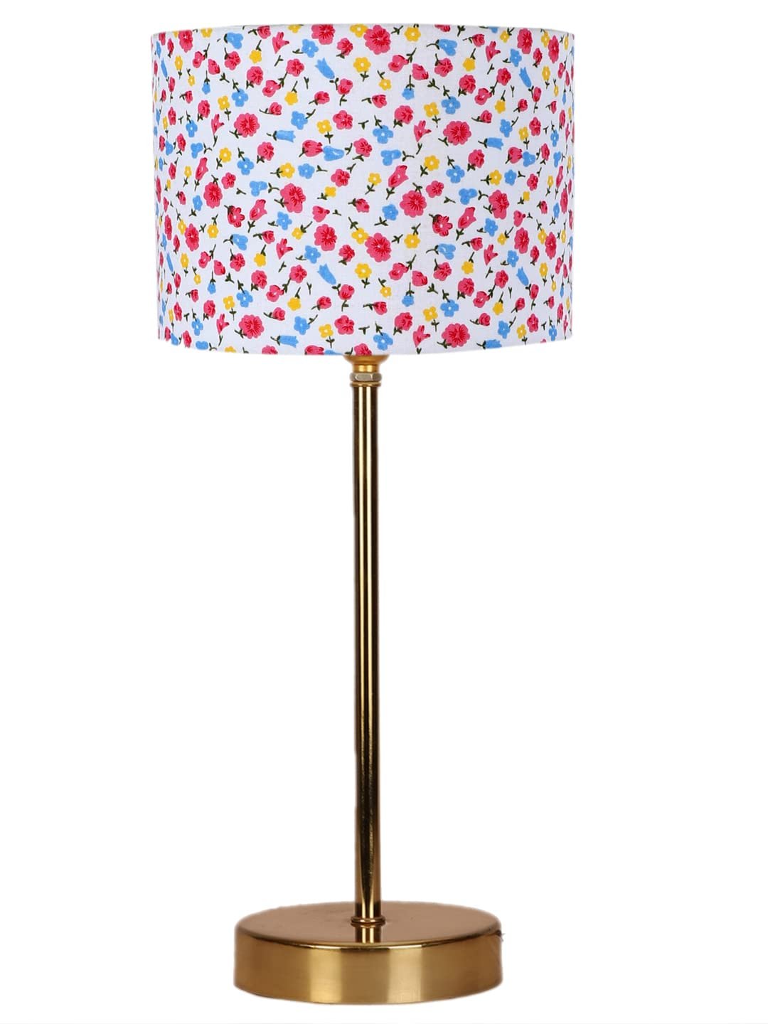 Multicolor Cotton with Metal Gold Table Lamp �