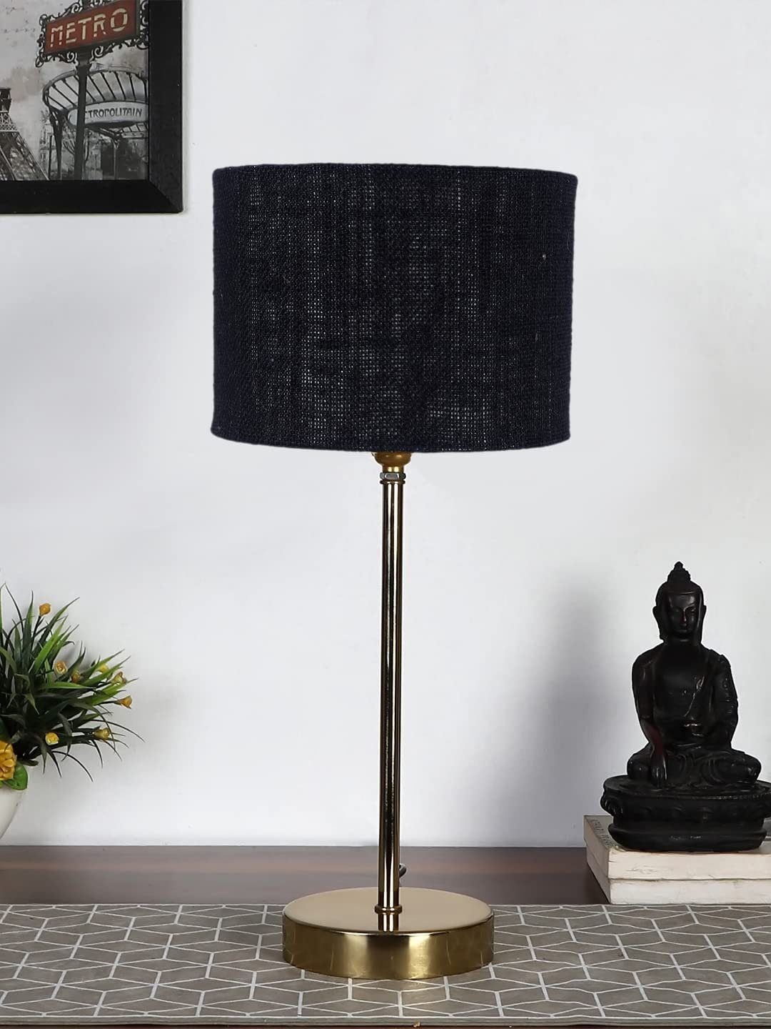 Black Jute with Metal Gold Table Lamp(x)