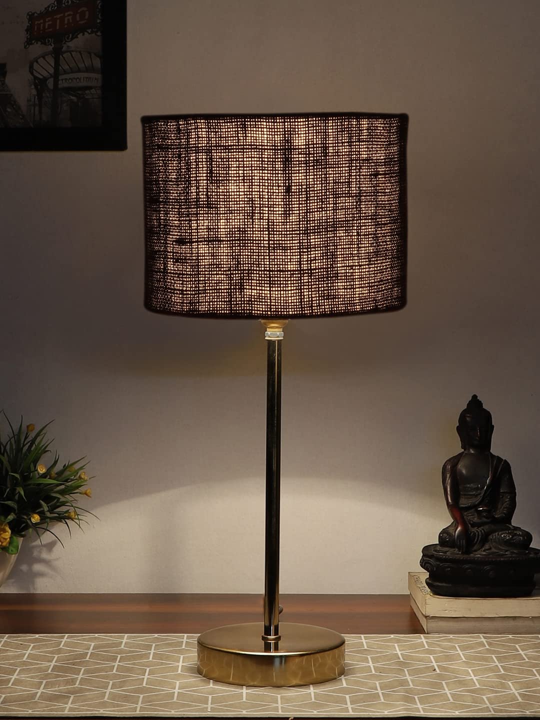 Black Jute with Metal Gold Table Lamp(x)