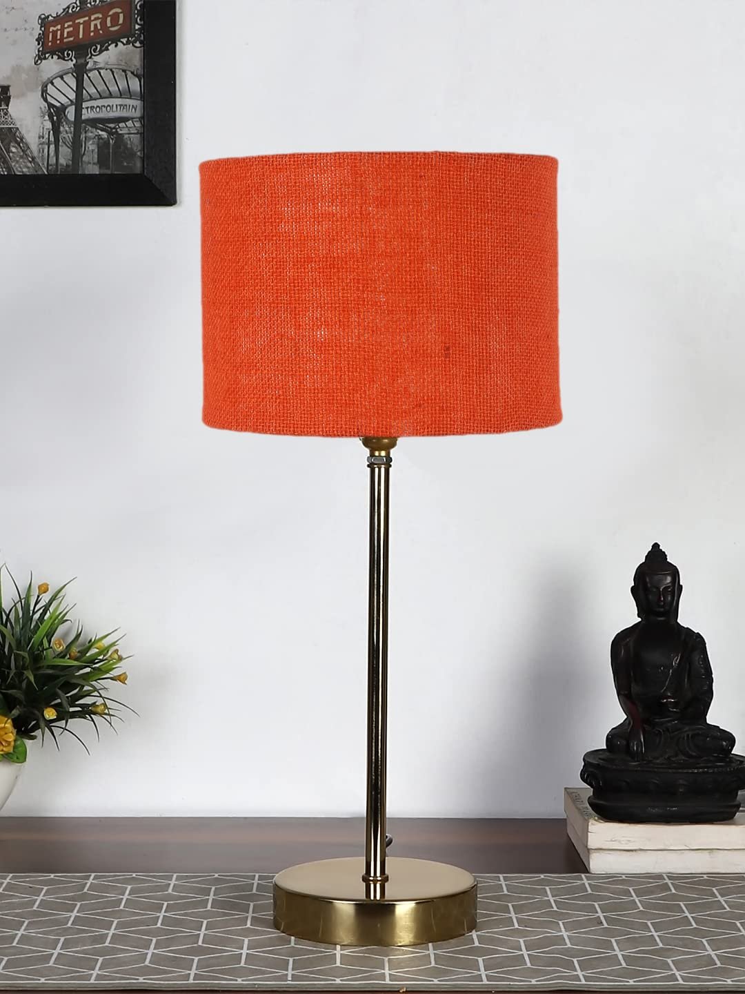 Orange Jute with Metal Gold Table Lamp(y)