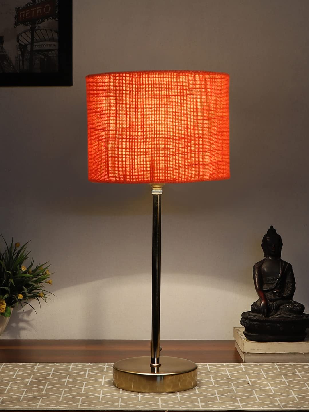 Orange Jute with Metal Gold Table Lamp(y)