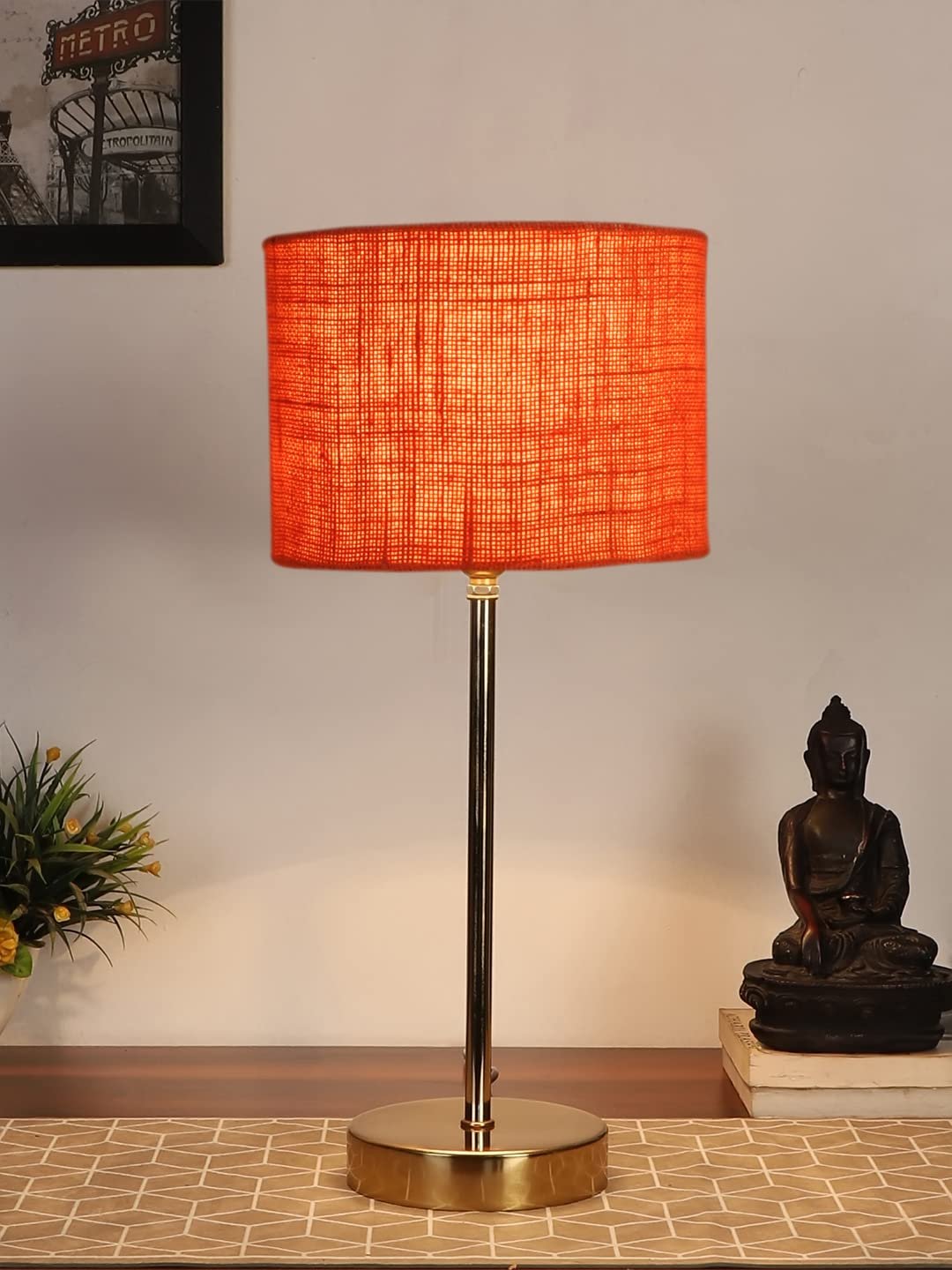 Orange Jute with Metal Gold Table Lamp(y)