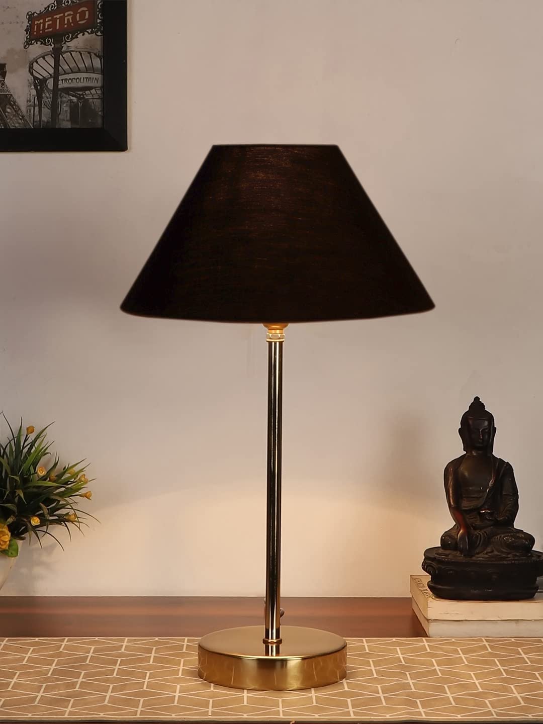 Black Cotton with Metal Gold Table Lamp(AE)