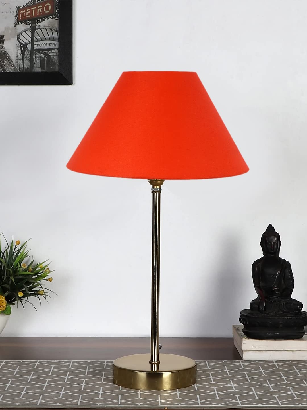 Orange Cotton with Metal Gold Table Lamp(AG